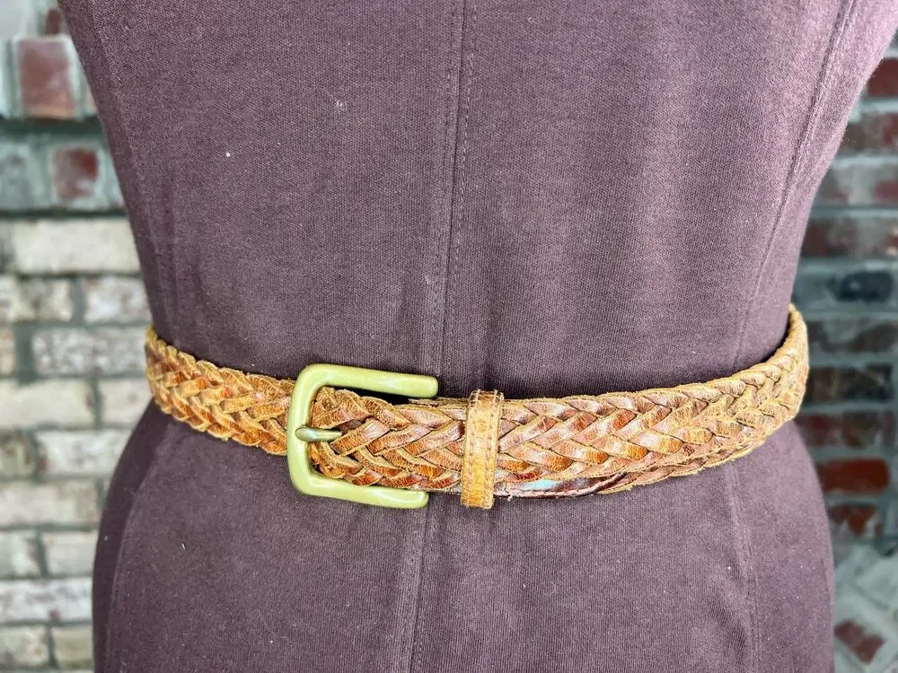 Split leather belt brown size 36